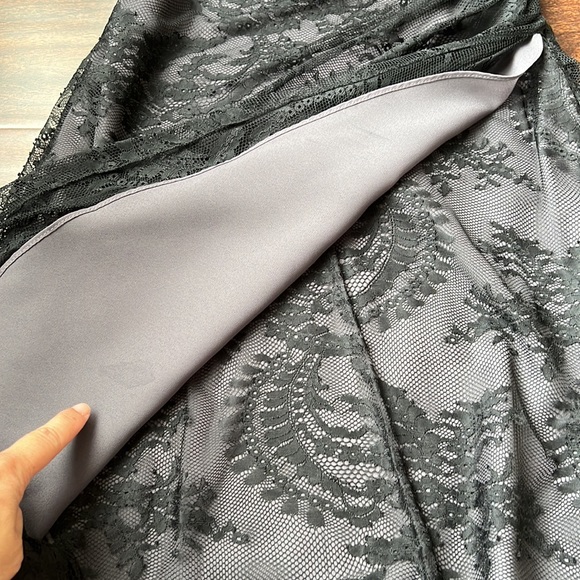 Chequer Black Lace Tulip Hem Dress - Picture 7 of 8